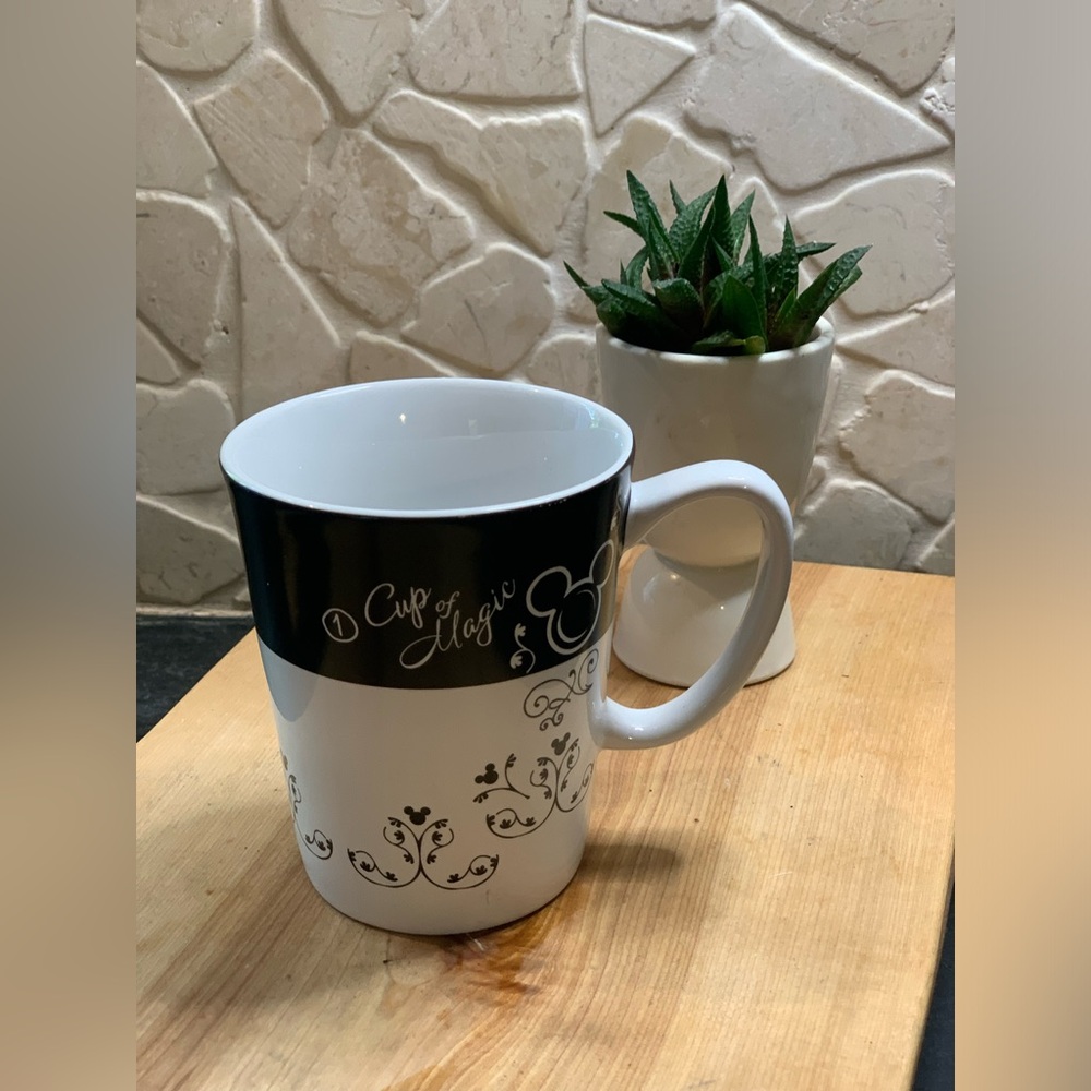 DISNEY PARKS | Black and White Ceramic “Cup of Magic” Mug